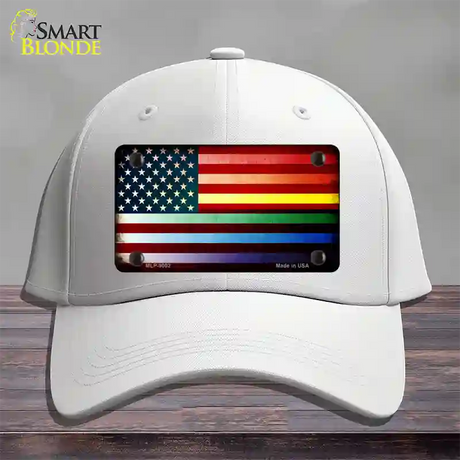 American Flag Rainbow Novelty License Plate Hat Cotton / White