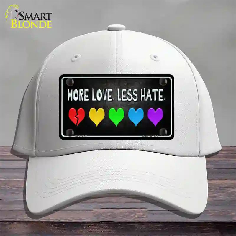 More Love Less Hate Rainbow Novelty License Plate Hat Cotton / White