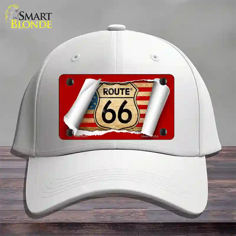 Route 66 Scroll Novelty License Plate Hat Cotton / White