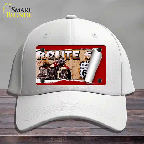 Route 66 Mother Road Scroll Novelty License Plate Hat Cotton / White