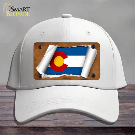 Colorado Flag Scroll Novelty License Plate Hat Cotton / White