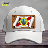 Florida Flag Scroll Novelty License Plate Hat Cotton / White