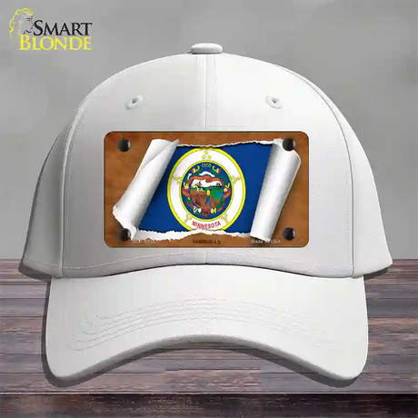 Minnesota Flag Scroll Novelty License Plate Hat Cotton / White