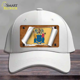 New Jersey Flag Scroll Novelty License Plate Hat Cotton / White