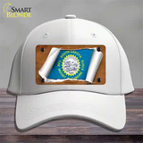 South Dakota Flag Scroll Novelty License Plate Hat Cotton / White