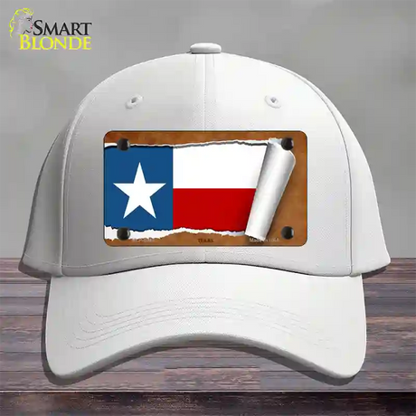 Texas Flag Scroll Novelty License Plate Hat Cotton / White