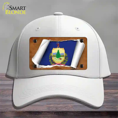 Vermont Flag Scroll Novelty License Plate Hat Cotton / White