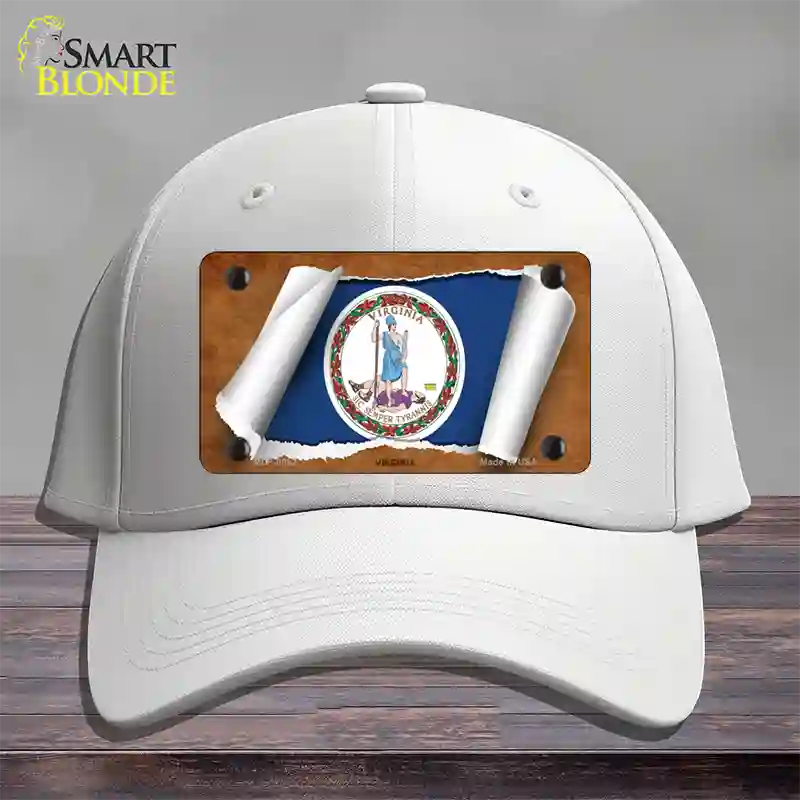 Virginia Flag Scroll Novelty License Plate Hat Cotton / White