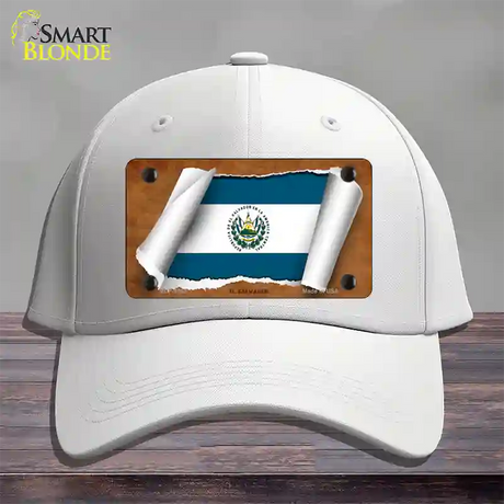 El Salvador Flag Scroll Novelty License Plate Hat Cotton / White