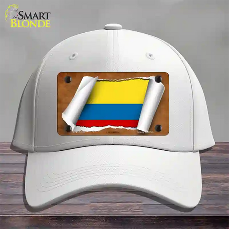 Colombia Flag Scroll Novelty License Plate Hat Cotton / White