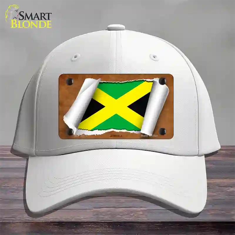 Jamaica Flag Scroll Novelty License Plate Hat Cotton / White