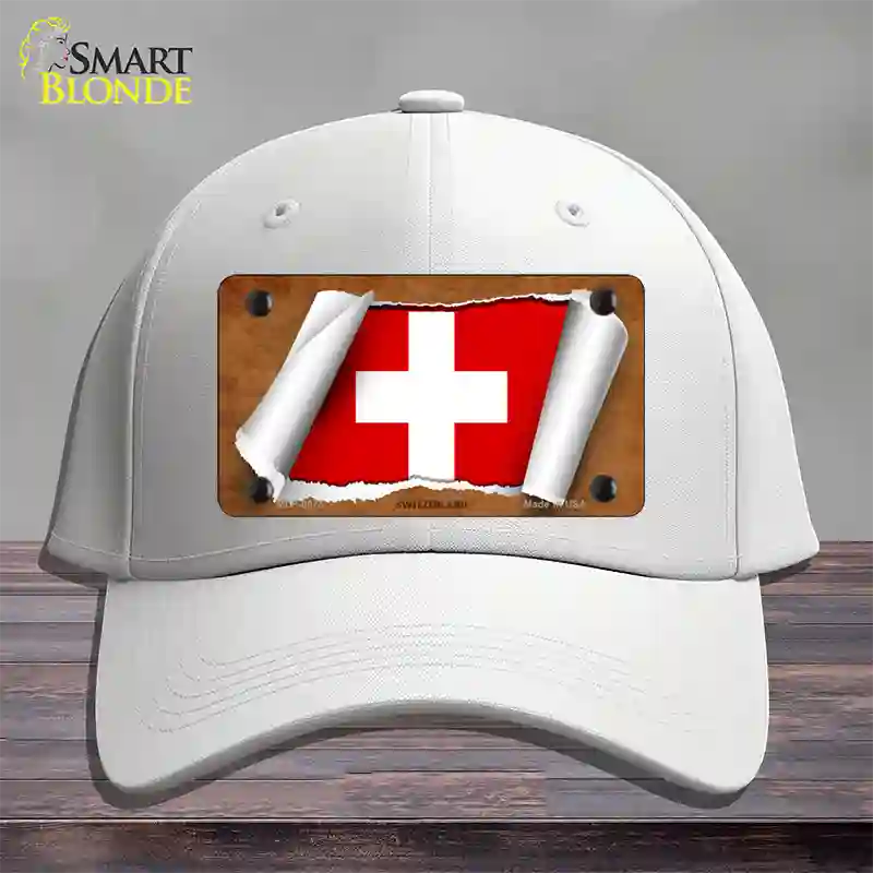 Switzerland Flag Scroll Novelty License Plate Hat Cotton / White