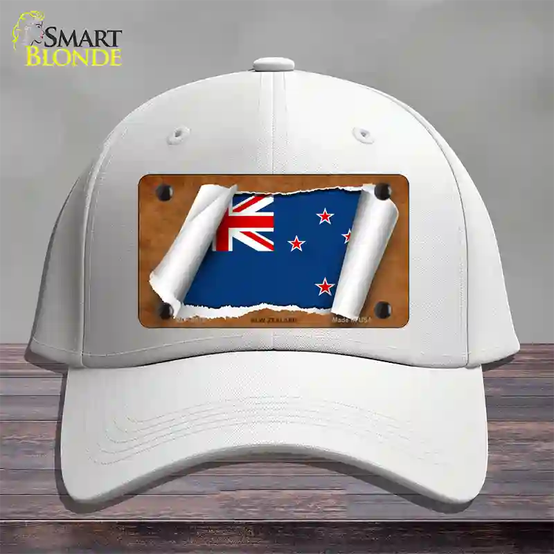 New Zealand Flag Scroll Novelty License Plate Hat Cotton / White