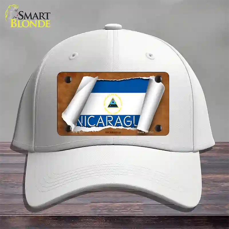 Nicaragua Flag Scroll Novelty License Plate Hat Cotton / White