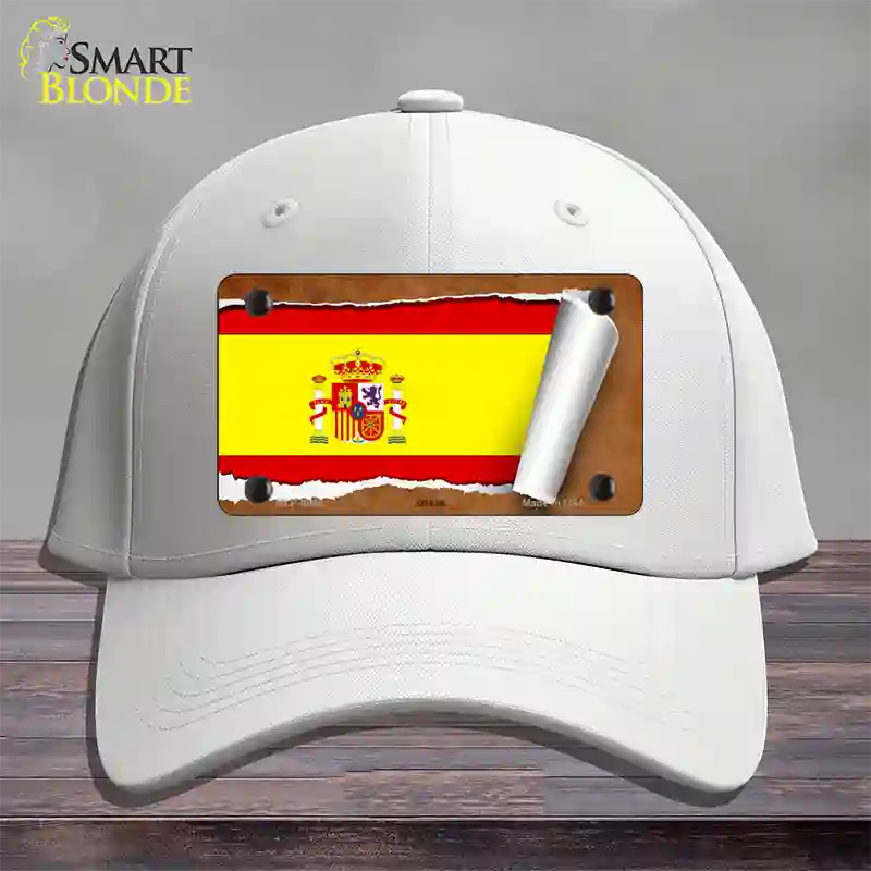 Spain Flag Scroll Novelty License Plate Hat Cotton / White