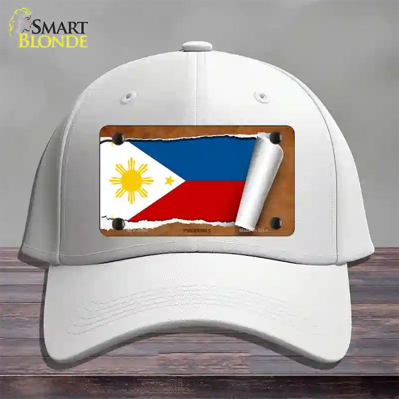 Philippines Flag Scroll Novelty License Plate Hat Cotton / White