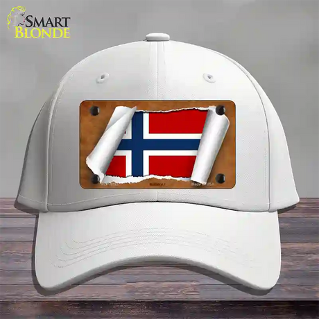 Norway Flag Scroll Novelty License Plate Hat Cotton / White