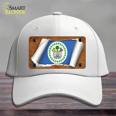 Belize Flag Scroll Novelty License Plate Hat Cotton / White