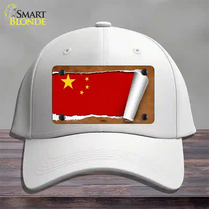 China Flag Scroll Novelty License Plate Hat Cotton / White