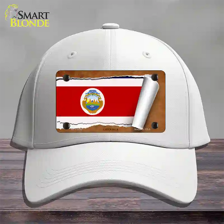 Costa Rica Flag Scroll Novelty License Plate Hat Cotton / White