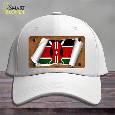 Kenya Flag Scroll Novelty License Plate Hat Cotton / White