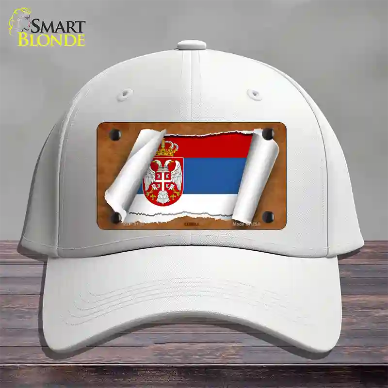 Serbia/Eagle Flag Scroll Novelty License Plate Hat Cotton / White