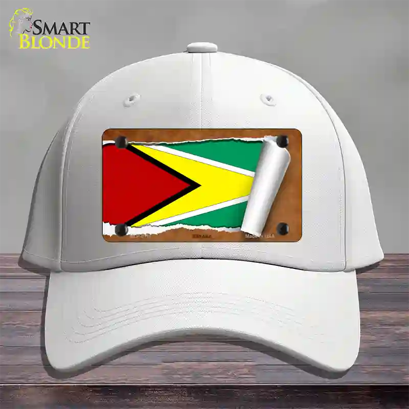 Guyana Flag Scroll Novelty License Plate Hat Cotton / White