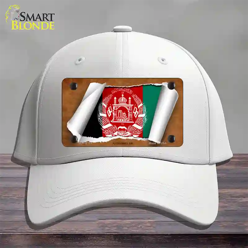 Afghanistan Flag Scroll Novelty License Plate Hat Cotton / White