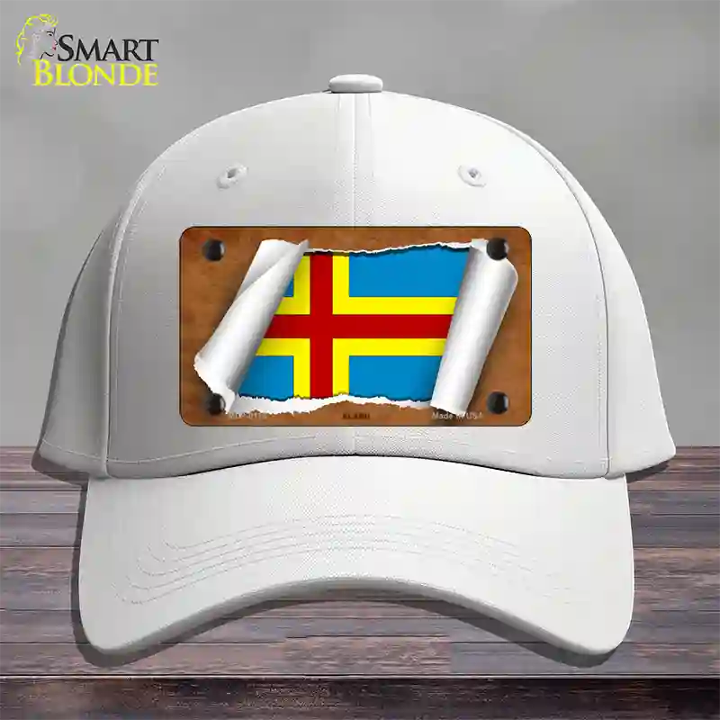 Aland Flag Scroll Novelty License Plate Hat Cotton / White