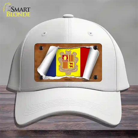 Andorra Flag Scroll Novelty License Plate Hat Cotton / White