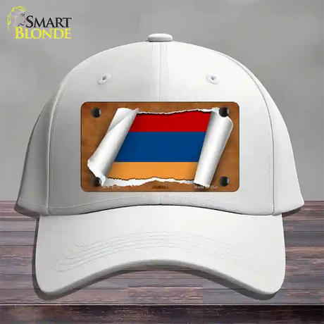 Armenia Flag Scroll Novelty License Plate Hat Cotton / White