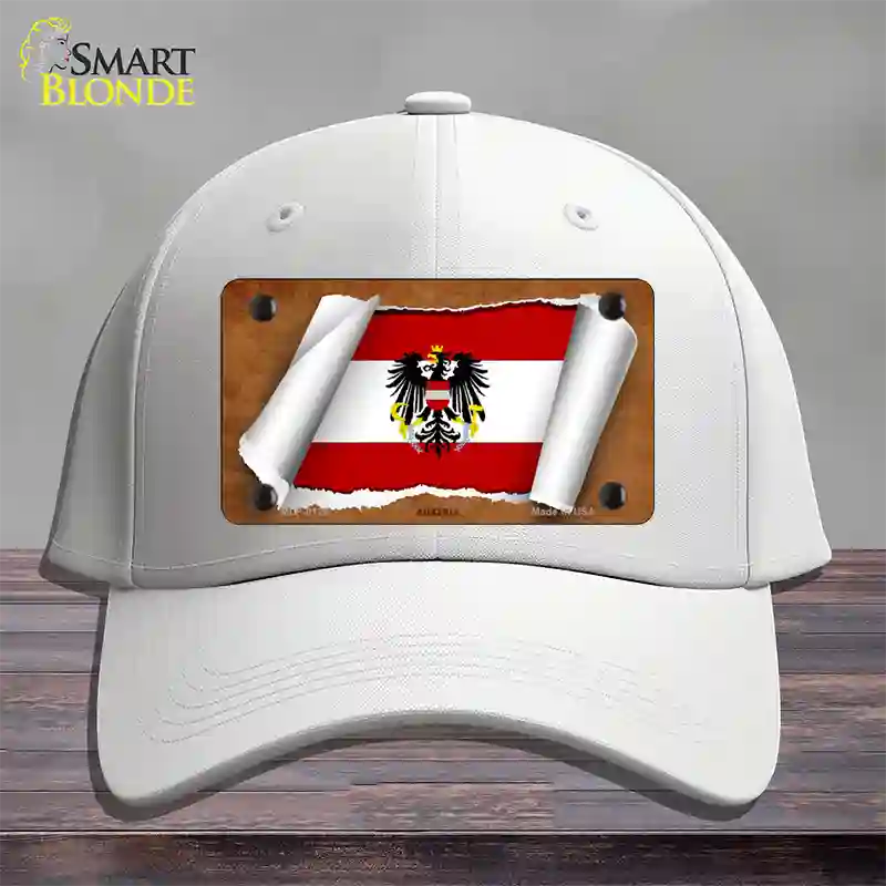 Austria Flag Scroll Novelty License Plate Hat Cotton / White