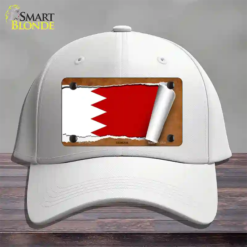 Bahrain Flag Scroll Novelty License Plate Hat Cotton / White