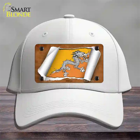 Bhutan Flag Scroll Novelty License Plate Hat Cotton / White