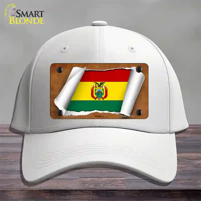 Bolivia Flag Scroll Novelty License Plate Hat Cotton / White