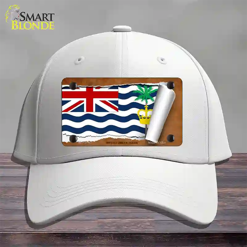 British Indian Ocean Flag Scroll Novelty License Plate Hat Cotton / White