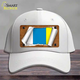 Canary Island Flag Scroll Novelty License Plate Hat Cotton / White