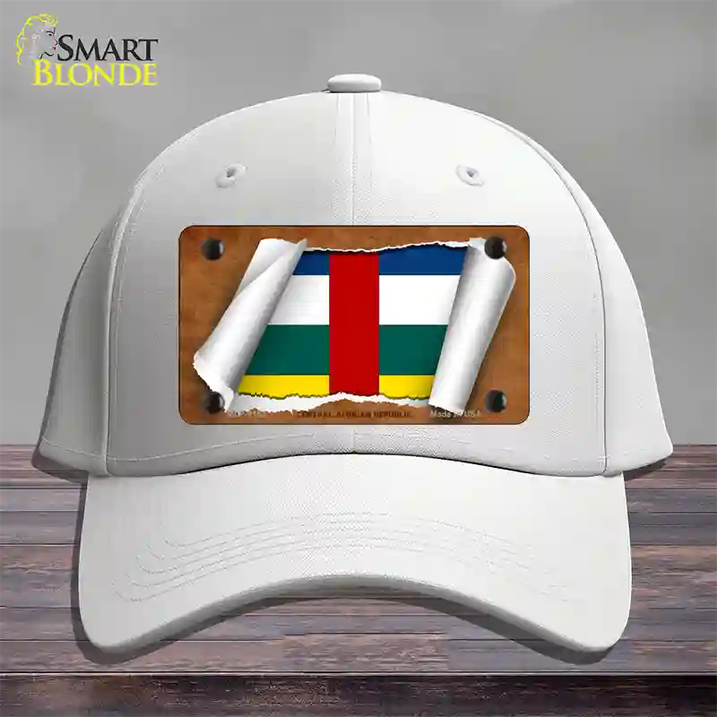 Central African Republic Flag Scroll Novelty License Plate Hat Cotton / White