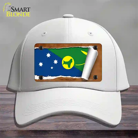 Christmas Islands Flag Scroll Novelty License Plate Hat Cotton / White