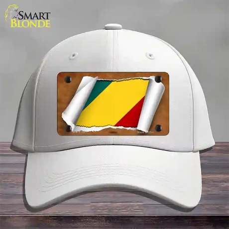 Congo Flag Scroll Novelty License Plate Hat Cotton / White