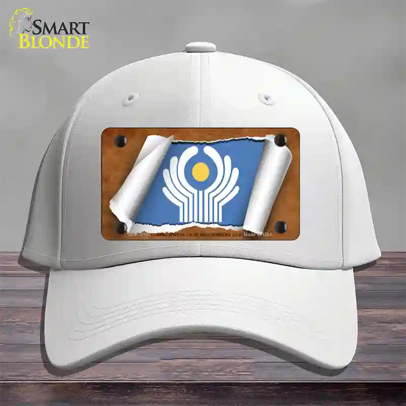 Commonwealth of Independent States Flag Scroll Novelty License Plate Hat Cotton / White