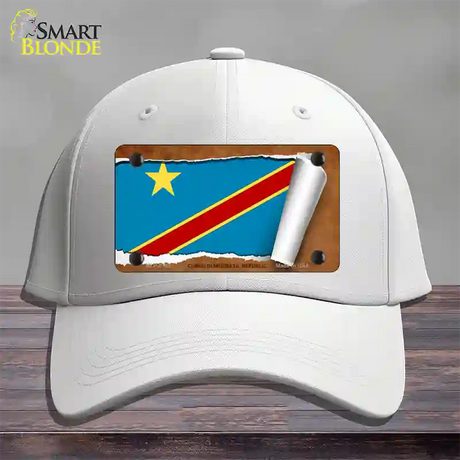 Congo Democratic Republic Flag Scroll Novelty License Plate Hat Cotton / White