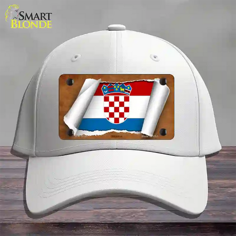 Croatia Flag Scroll Novelty License Plate Hat Cotton / White