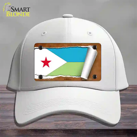 Djibouti Flag Scroll Novelty License Plate Hat Cotton / White