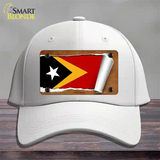 East Timor Flag Scroll Novelty License Plate Hat Cotton / White