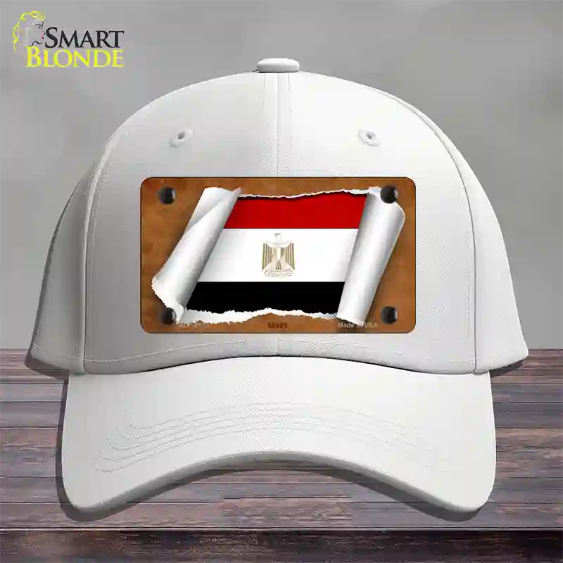 Egypt Flag Scroll Novelty License Plate Hat Cotton / White