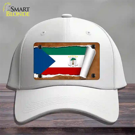 Equatorial Guinea Flag Scroll Novelty License Plate Hat Cotton / White