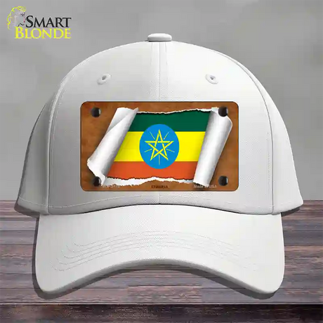 Ethiopia Flag Scroll Novelty License Plate Hat Cotton / White