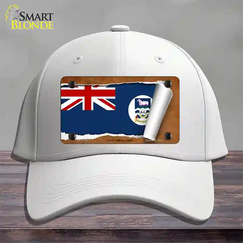 Falkland Islands Flag Scroll Novelty License Plate Hat Cotton / White