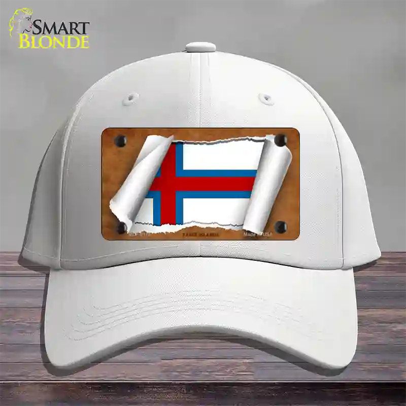 Faroe Islands Flag Scroll Novelty License Plate Hat Cotton / White